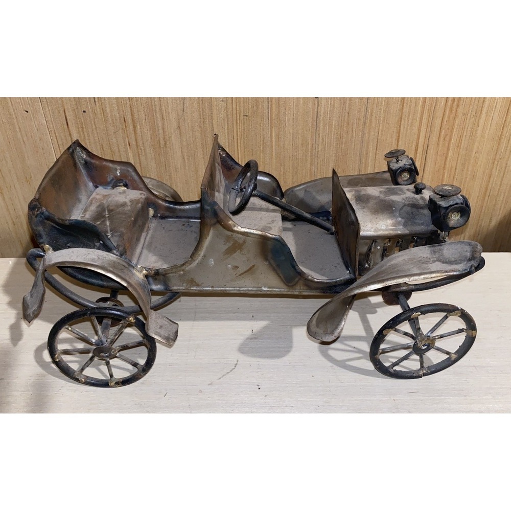 Vintage Scrap Metal Antique‎ Car Sculpture Unique Garage Folk Art Figurine